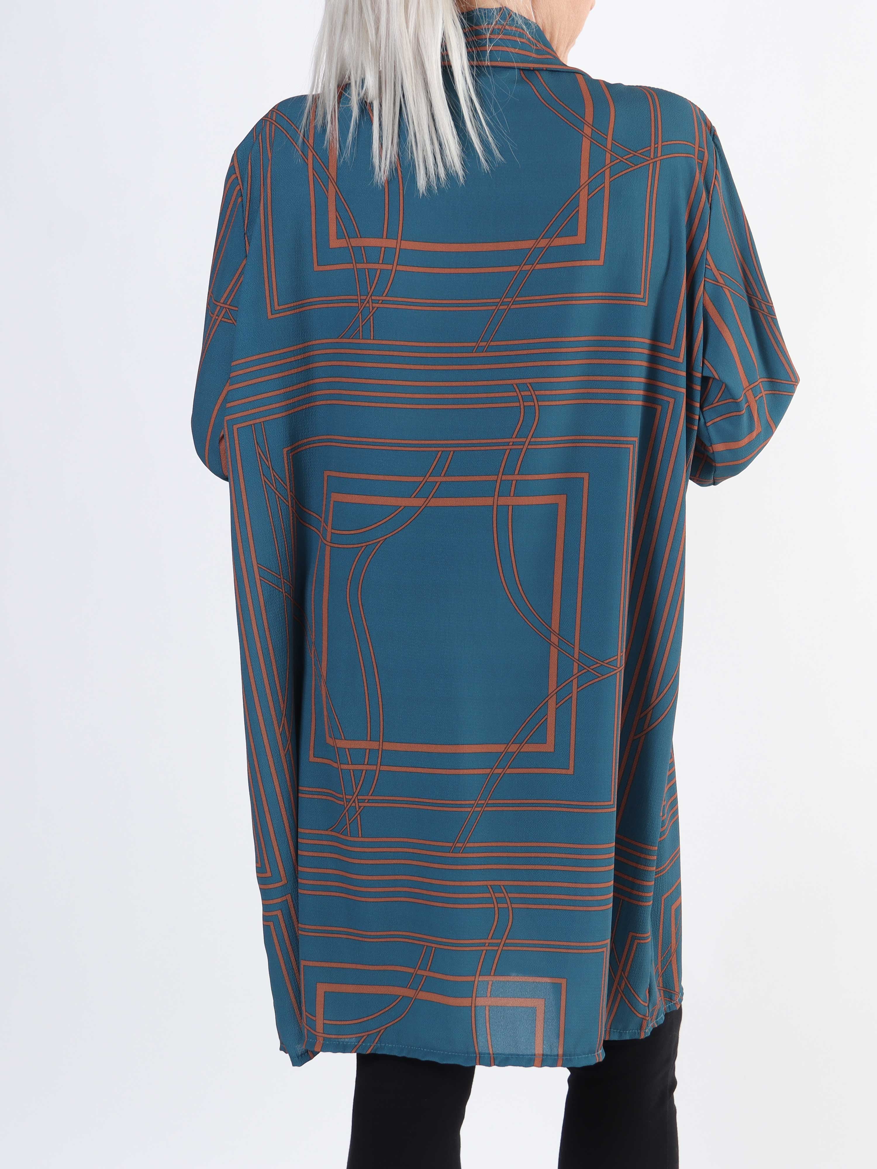 Abigail Square - Mønstret plus size skjortekjole